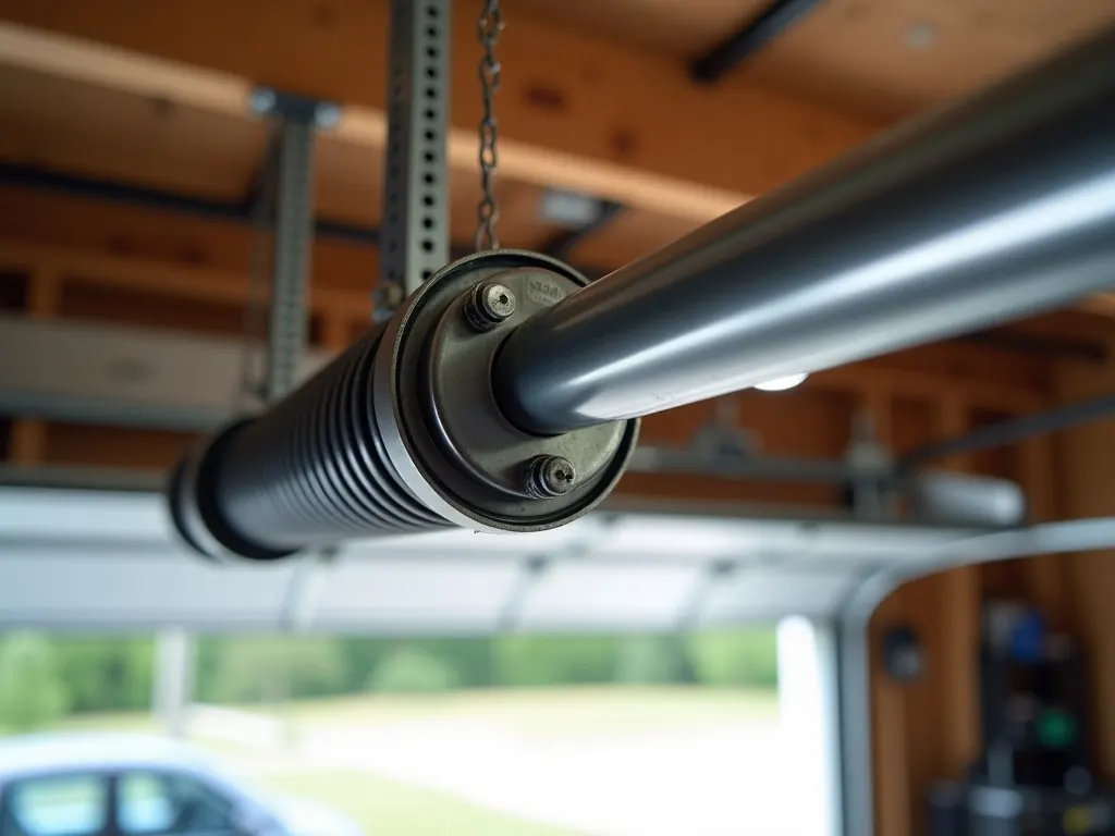 Arbre à ressorts de torsion au-dessus d'une porte de garage