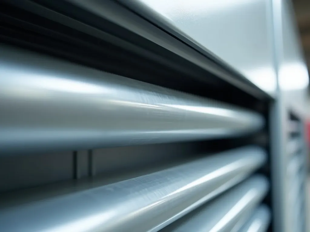 Lames d'un volet roulant en aluminium vues de près