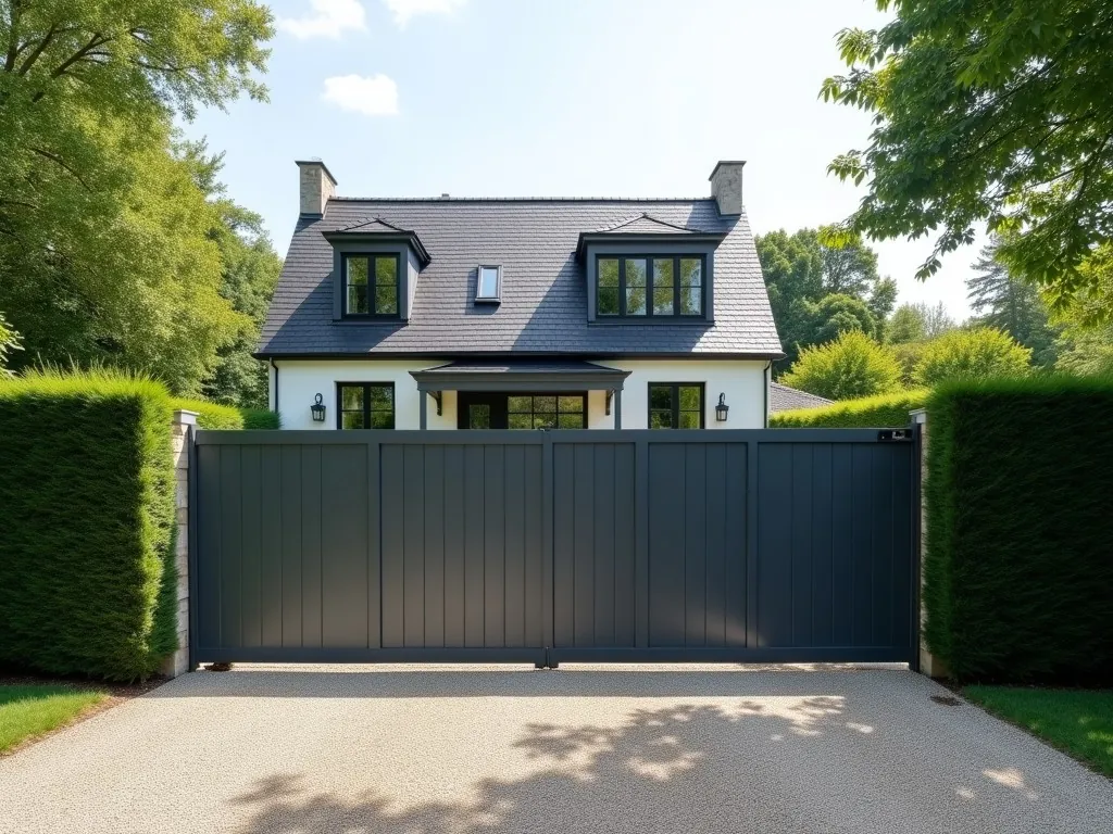 Portail coulissant en aluminium anthracite devant une propriété